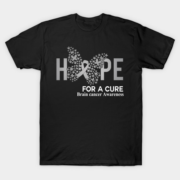 Hope For A Cure Butterfly Gift Brain cancer T-Shirt by HomerNewbergereq